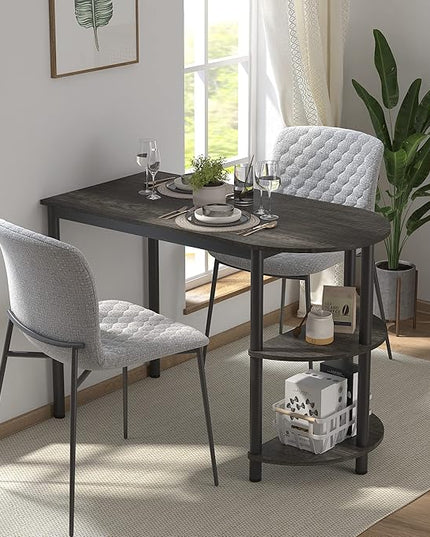Elephance Small Dining Table/Kitchen Table with Storage, Multifunctioal Workstation Desk for Dining Room, Living Room, Bistro.(Black Oak) - LeafyLoom