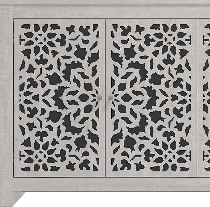 Galano Culbreath 4 Door Sideboard Buffet Cabinet with Storage and Adjustable Shelves, Storage Cabinet for Kitchen, Dining Room, Living Room, 15.67" D x 57.64" W x 30" H, Dusty Grey Oak - LeafyLoom