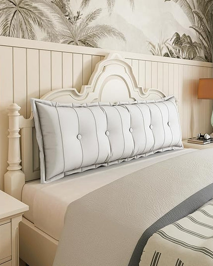 Johnear Headboard Pillow Large Reading Pillows for Sitting in Bed Adult Daybed Cushion Backrest Bolster Pillow Support Positioning Sofa Rest （White, 59 x 3 x 20 inches） - LeafyLoom
