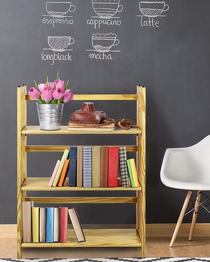 Casual Home 3-Shelf Folding Stackable Bookcase (27.5" Wide)-Natural - LeafyLoom