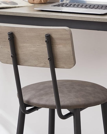 NicBex Kitchen Table and Chairs Modern Dining Table Bar Table Set with 2 Bar Stools PU Soft Seat with Backrest for Breakfast Nook Living Room Small Space Restaurant, Easy Assemble, Grey - LeafyLoom
