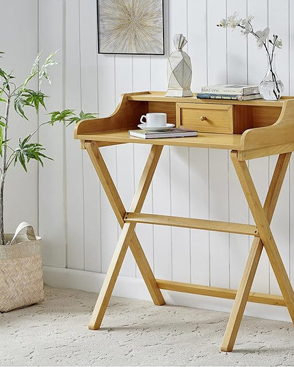 Linon Mable Folding Desk, Natural - LeafyLoom