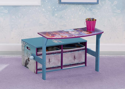 Delta Children Kids Convertible Activity Bench - Greenguard Gold Certified, Frozen II & Deluxe Toy and Book Organizer, Disney Frozen II - LeafyLoom