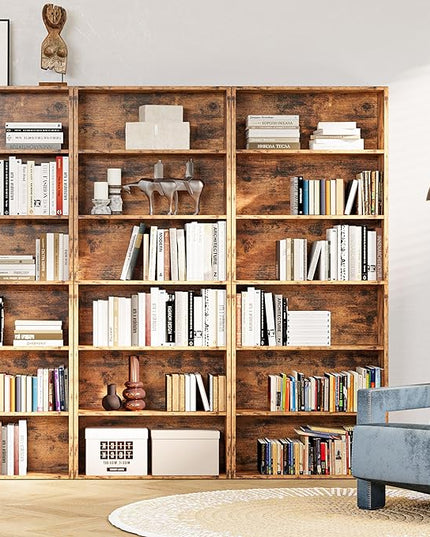 IRONCK Industrial Bookshelves and Bookcases Floor Standing 6 Shelf Display Storage Shelves 70 in Tall Bookcase Home Decor Furniture for Home Office, Living Room, Bed Room, Vintage Brown - LeafyLoom