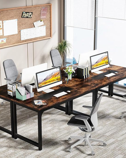 70.9 Inch X Large Executive Office Computer Desk, Brown - LeafyLoom