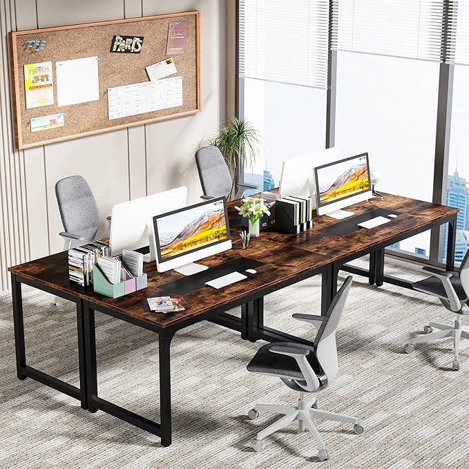 70.9 Inch X Large Executive Office Computer Desk, Brown - LeafyLoom