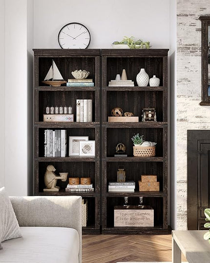 GAOMON 5 Tier Bookcase, Farmhouse Book shelf with Storage Open Display Bookshelves, 67.4" Tall Book Case Wooden 5 Shelf Bookcase Home Decor Furniture for Home Office, Living Room, Bed Room - Oak - LeafyLoom