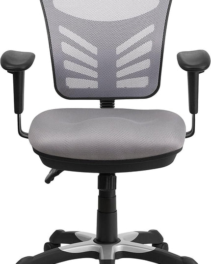 Flash Furniture Nicholas Mid-Back Swivel Office and Gaming Chair, Ergonomic Mesh Office Chair with Adjustable Lumbar Support and Height, Gray - LeafyLoom