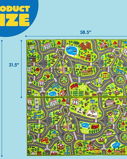 JOYIN 2 Pack Playmat City Life Carpet for Kids Age 3+, Jumbo Play Room Rug, City Pretend Play - LeafyLoom