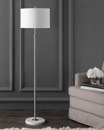 JONATHAN Y JYL3022C June 65" Adjustable Metal/Marble LED Floor Lamp, Modern, Contemporary, Elegant, Glam, Office, Living Room, Family Room, Dining Room, Bedroom, Hallway, Foyer, Chrome - LeafyLoom