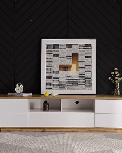 NicBex TV Stand for 80 Inch TV Modern TV Media Console Table with Large Storage Cabinet, Door Rebound Device,Entertainment Center with Storage for Living Room,Bedroom,70.8 Inch,White - LeafyLoom
