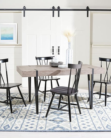 SAFAVIEH Home Collection Alyssa Mid-Century Rustic Industrial Grey Oak/Black Dining Room Table DTB7000C, 0 - LeafyLoom