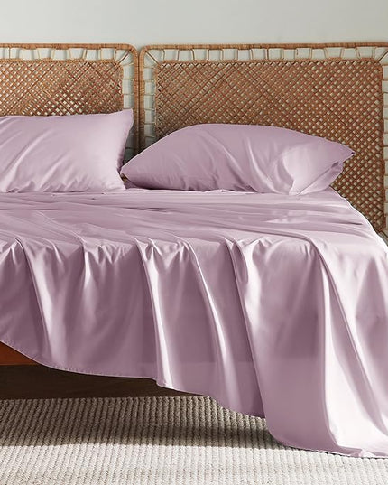 Bedsure King Size Sheet Set, Cooling Sheets King, Rayon Derived from Bamboo, Deep Pocket Up to 16", Breathable & Soft Bed Sheets, Hotel Luxury Silky Bedding Sheets & Pillowcases, Lavender - LeafyLoom