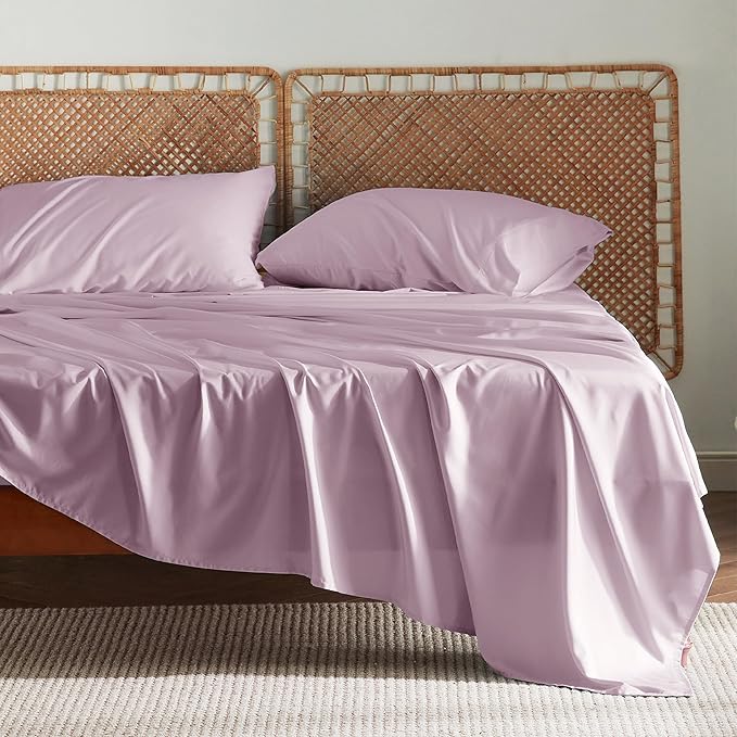 Bedsure Queen Sheets, Rayon Derived from Bamboo, Queen Cooling Sheet Set, Deep Pocket Up to 16", Breathable & Soft Bed Sheets, Hotel Luxury Silky Bedding Sheets & Pillowcases, Lavender - LeafyLoom