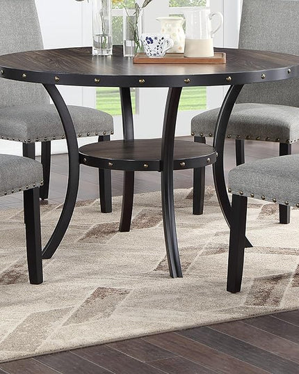 NicBex 48Inch Round Dining Table,Modern Kitchen Table with Rubber Wood MDF Tabletop and Storage Shelve for 4 to 6,Dining Room Table for Kitchen,Dining Room and Living Room,Space-Saving,Natural Wood - LeafyLoom
