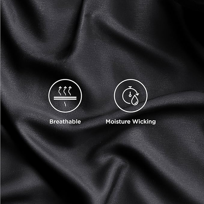 Bedsure Twin Sheets Set, Cooling Sheets Twin Size Bed Set, Rayon Derived from Bamboo, Twin Size Sheets, Breathable & Soft Bed Sheets, Hotel Luxury Silky Bedding Sheets & Pillowcases, Black - LeafyLoom