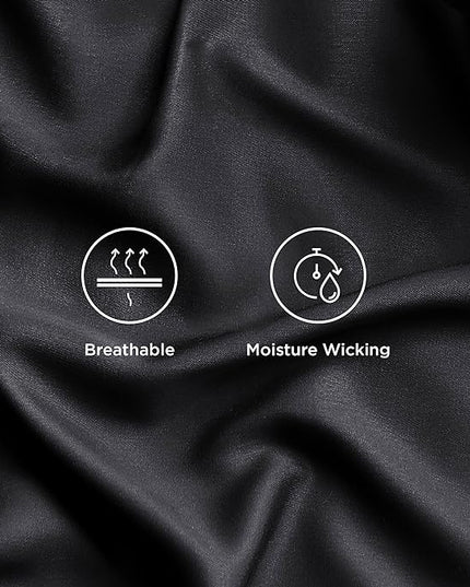 Bedsure Twin XL Sheet Set Dorm Bedding, Cooling Sheets Twin Extra Long Sheets, Rayon Derived from Bamboo, Deep Pocket Up to 16", Hotel Luxury Silky Bedding Sheets & Pillowcases, Black - LeafyLoom
