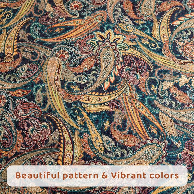 QSH Boho Sheets King Size - Bohemian Bedding Paisley Pattern Printed Bedsheets Sets King Size Bed Sheets 100% Egyptian Cotton 17.5" Extra Deep Pocket 4pcs - LeafyLoom