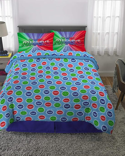 Franco Kids Bedding Super Soft Comforter and Sheet Set, 5 Piece Full Size, PJ Masks - LeafyLoom