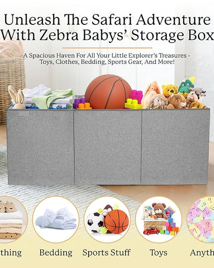 Kids Toy Chest for Boys & Girls - Stylish Versatile Stuffed Animal Holder & Toddlers Toy Organizer Makes Play Room Organization Easy - Made with Strong PP Board - Gray bin with Cationic Fabric - LeafyLoom