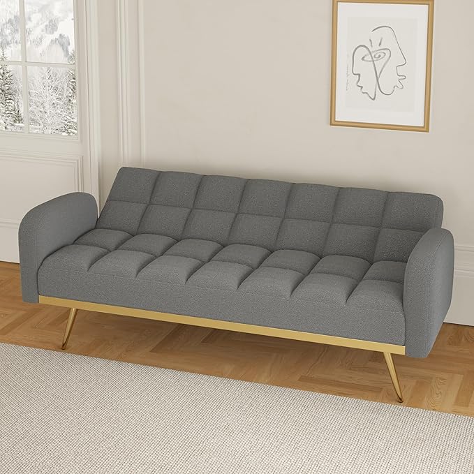 NicBex Sectional Couch Sofa with 2 Throw Pillows Sofa Bed Cloud Couch for Living Room Furniture Sets with Removable Comfortable Armrest, Modular Sofa for Living Room, Bedroom, Apartment,69" L, Gray - LeafyLoom