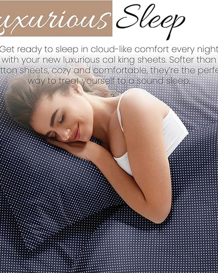 Linen Market 4 Piece California King Bedding Sheet Set (Navy Blue) - Sleep Better Than Ever with These Ultra-Soft Cooling Bed Sheets for Your California King Size Bed - Deep Pocket Fits 16" Mattress - LeafyLoom