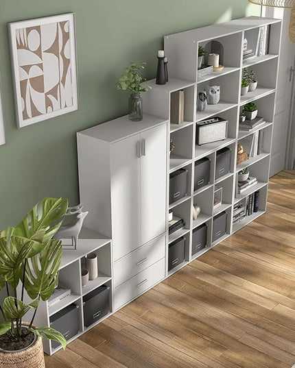 Apexa 3 Cube Storage Organizer Shelves, Stackable Wood Bookcase Fits Cubby Bins for Organization, Dorm Teen Room Decor & Home Office, White - LeafyLoom