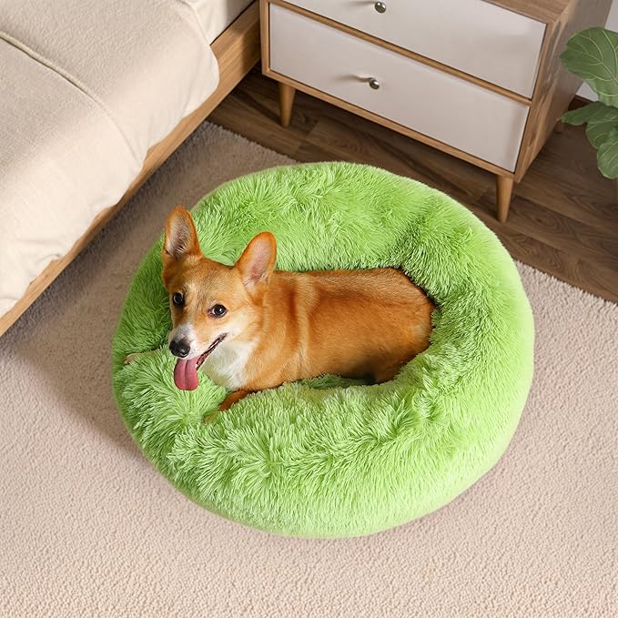 WESTERN HOME WH Calming Dog Bed & Cat Bed, Anti-Anxiety Donut Dog Cuddler Bed, Warming Cozy Soft Dog Round Bed, Dog Cat Cushion Bed for Small Medium Dogs and Cats WESTERNHOME