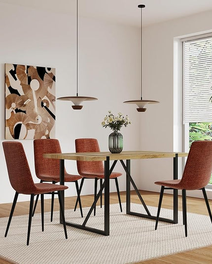 NicBex Dining Chairs Set of 4 Modern Upholstered Linen Dining Room Kitchen Chairs with Black Metal Legs,Side Chairs for Dining Room, Kitchen,Living Room, and Restaurants,Caramel - LeafyLoom
