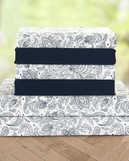 Elegant Comfort Softest and Coziest 4-Piece Sheet Set - 1500 Premium Hotel Quality Microfiber - Deep Pocket, Wrinkle Resistant 4-Piece Paisley Pattern Bed Sheet Set, Twin, Paisley Navy - LeafyLoom