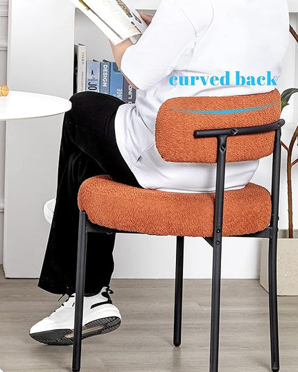 DYHOME Mid-Century Modern Dining Chairs Set of 2, Kitchen Dining Room Chairs, Comfortable Upholstered Chairs for Dining Room Kitchen Living Room with Matte Black Metal Frame, Orange - LeafyLoom