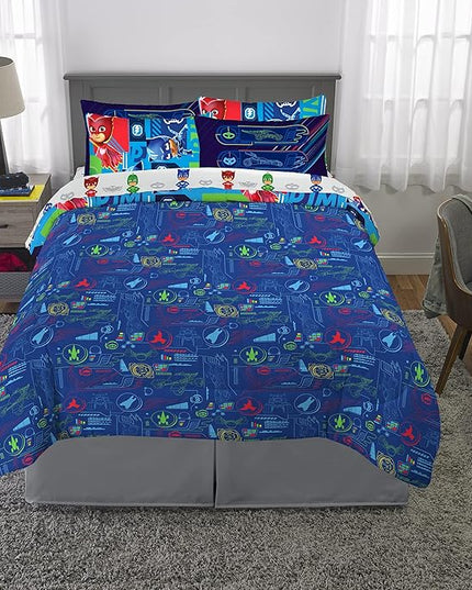 Franco Kids Bedding Super Soft Comforter and Sheet Set with Sham, 7 Piece Full Size, PJ Masks - LeafyLoom