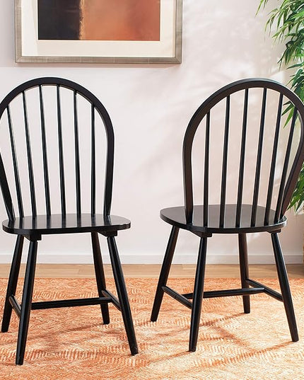 Safavieh Home Camden Farmhouse Black Spindle Back Dining Chair, Set of 2 - LeafyLoom