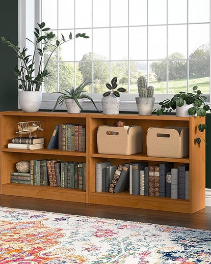 Bush Furniture Universal Small 2 Shelf Bookcase in Natural Cherry - LeafyLoom