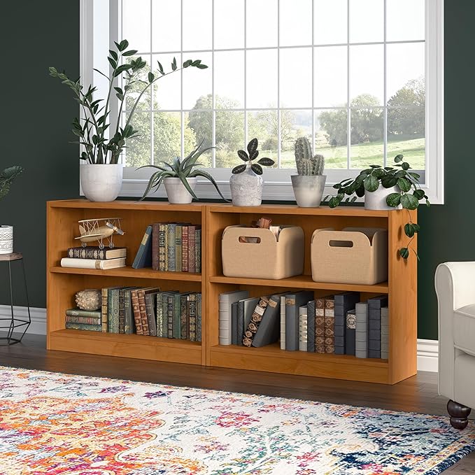Bush Furniture Universal Small 2 Shelf Bookcase in Natural Cherry - LeafyLoom