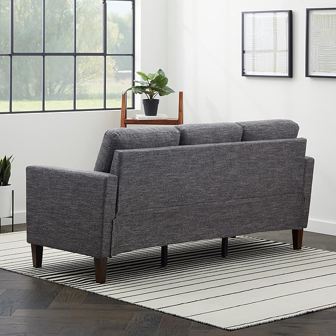 Edenbrook Archer Upholstered Couch – Couches for Living Room - Charcoal Upholstered Couch - Living Room Furniture - Small Couch - Seats Three - Straight Arm Modern Couch, Sofa, Charcoal - LeafyLoom