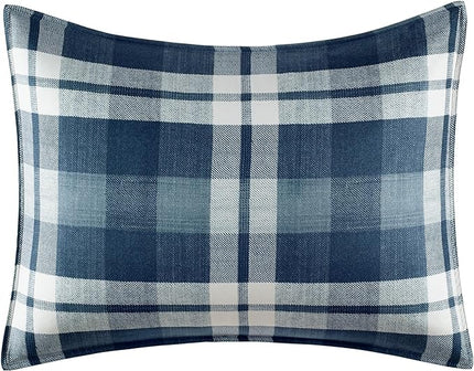 Nautica - King Size Comforter Set, Reversible Bedding with Matching Shams, Stylish Plaid Home Decor (Crossview Navy, King) - LeafyLoom