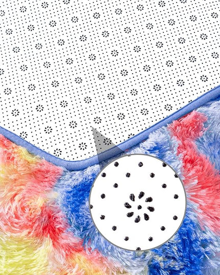 junovo Ultra Soft Hexagon Rug Fluffy Rainbow Nursery Rug for Princess Tent Kids Play Castle, Furry Hexagonal Carpet for Kids Girls Room Playhouse Classroom Dorm Home Decor, 4.6ft Tie-Dye Orange-Red - LeafyLoom
