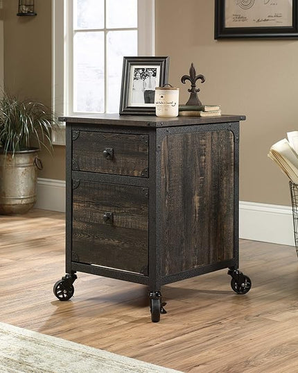 Sauder Steel River File Pedestal, L: 20.87" x W: 23.86" x H: 26.58", Carbon Oak Finish - LeafyLoom