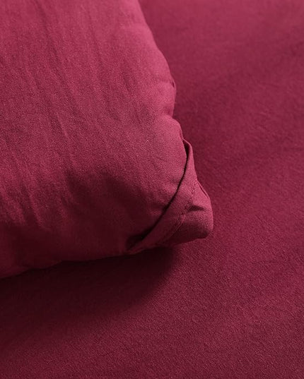 NTBAY Twin Comforter Set with Sheets, 5 Pieces Soft and Breathable Twin Bedding Set, Twin Bed in a Bag, Down Alternative Comforter Set Solid Color All Season, Kids Bedding Set, Wine Red - LeafyLoom