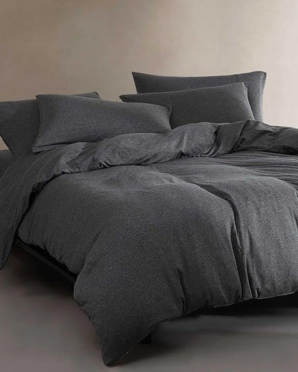 Calvin Klein - King Comforter Set, Luxuriously Soft Home Decor, Modern Cotton Melange Jersey Bedding (Gunmetal Grey Heather, King) - LeafyLoom
