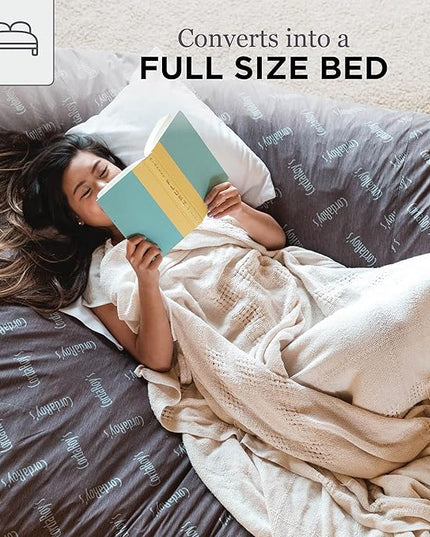 CordaRoy's Chenille Bean Bag - Convertible Bean Bag Chair & Bed - Machine-Washable Chenille Fabric Cover - for Basement, Living Room, Game Room, Dorm & More - Full Size - Rainforest - LeafyLoom