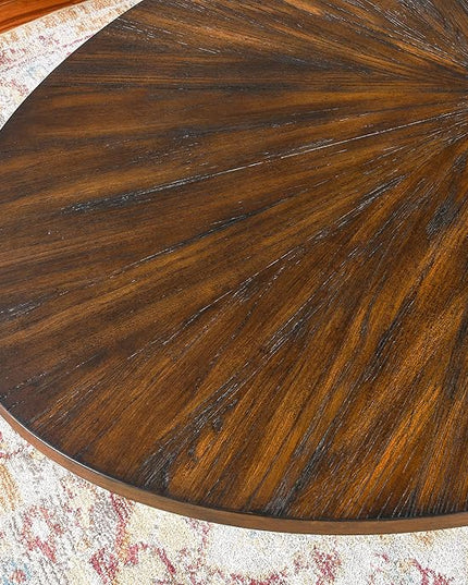 Solid Wood Oval Coffee Table with Cross Metal Legs, 47.9" Industrail Bar Cocktail Table for Living Room Kitchen Office Sofa Table Bristro Table for Cafe/Bar Rustic Brown - LeafyLoom