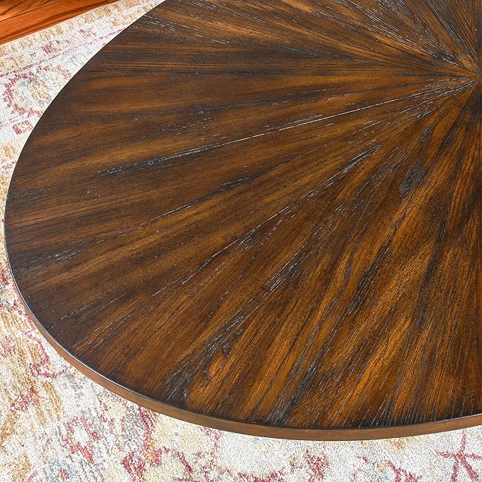 Solid Wood Oval Coffee Table with Cross Metal Legs, 47.9" Industrail Bar Cocktail Table for Living Room Kitchen Office Sofa Table Bristro Table for Cafe/Bar Rustic Brown - LeafyLoom