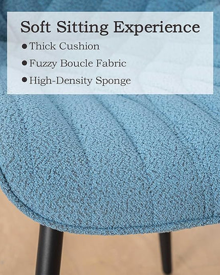 Velvet Dining Chairs Set of 2, Elegant Dining Room Chairs Curved Backrest, Modern Upholstered Dining Table Chair, Armless Bedroom Chairs for Kitchen Living Room Dining Room, Lake Blue - LeafyLoom