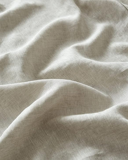 Simple&Opulence 100% Belgian Linen Sheet Set Handmade Hemstitch Linen King Size Bed Sheet-4 Piece (1 Flat Sheet+1 Fitted Sheet+2 Pillowcases)-Natural Flax Farmhouse Bedding - LeafyLoom