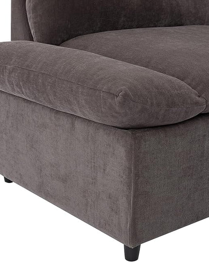 Morden Soft Linen Upholstered 3 Seater Cloud Sofa Couch Super Deep Seat Sleeper Sofa&Couch with Removable Back Cushions and Storage Armrests for Living Room, Apartment, Office, 119.5", Gray-402 - LeafyLoom
