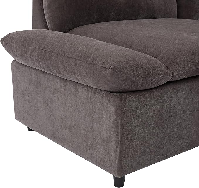 Morden Soft Linen Upholstered 3 Seater Cloud Sofa Couch Super Deep Seat Sleeper Sofa&Couch with Removable Back Cushions and Storage Armrests for Living Room, Apartment, Office, 119.5", Gray-402 - LeafyLoom