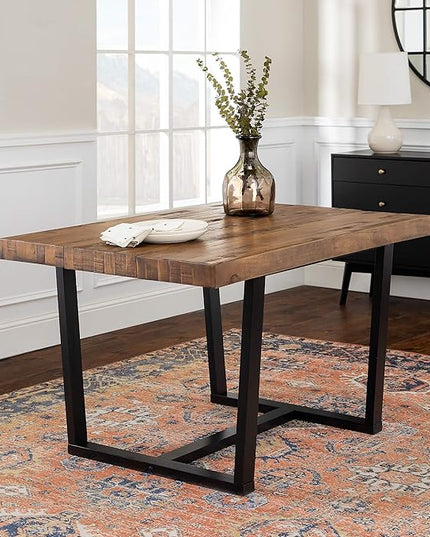 Walker Edison Andre Modern Solid Wood Dining Table, 52 Inch, Rustic Oak - LeafyLoom