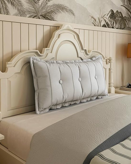 Johnear Headboard Pillow Large Reading Pillows for Sitting in Bed Adult Daybed Cushion Backrest Bolster Pillow Support Positioning Sofa Rest （White, 39 x 3 x 20 inches） - LeafyLoom